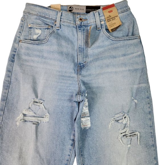 Levis Silver Tab Womens‎ High Waisted Mom Jean 31/27 Light Was Distressed NEW - Picture 3 of 16